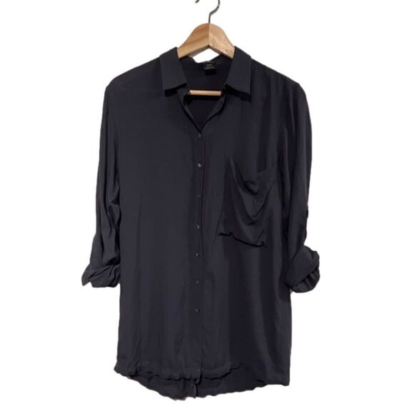 ⚡️Club Monaco 100% rayon roll up sleeve tunic shirt - size XS - Picture 5 of 12